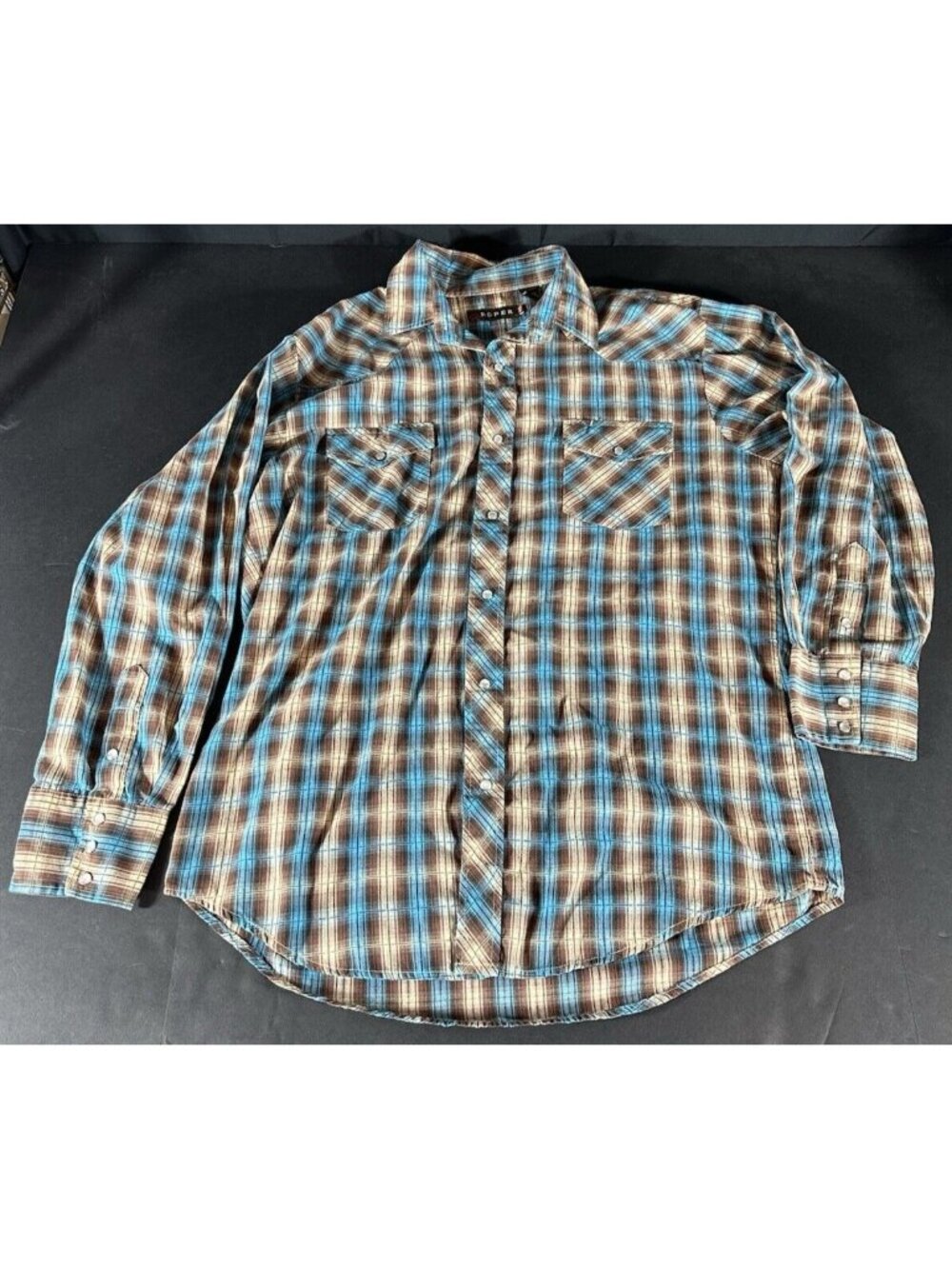 Roper Mens XL Western Pearl Snap Long Sleeve Plaid Cowboy Shirt